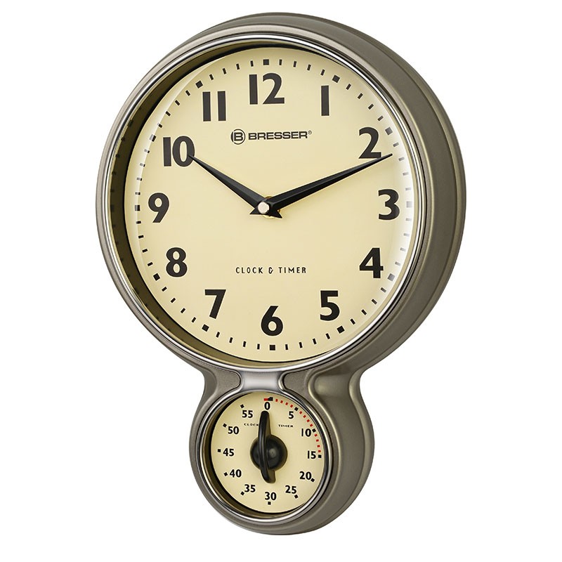 BRESSER Horloge et reveil rétro de cuisine acier My Time - 8020410