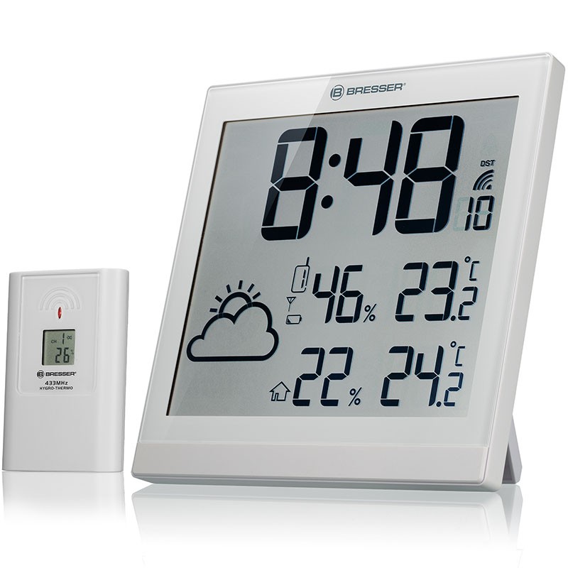 BRESSER Horloge météo LCD TemeoTrend JC - blanche - 7004404GYE000