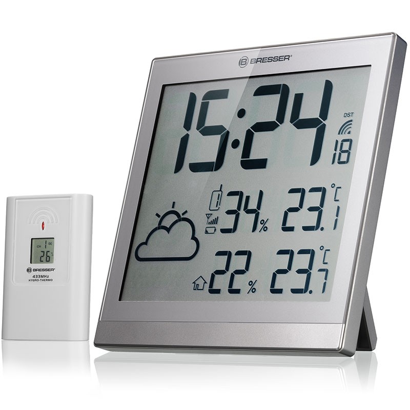 BRESSER Horloge météo LCD TemeoTrend JC - argent - 7004404HZI000