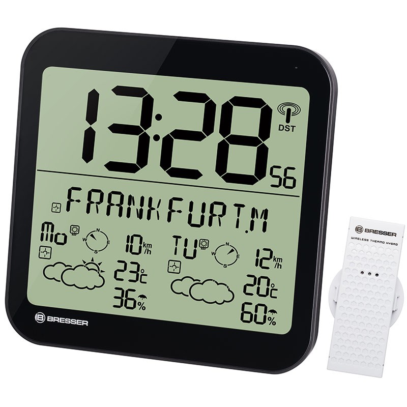 BRESSERHorloge murale MyTime Meteotime LCD noire 4Cast - 7001900CM3000