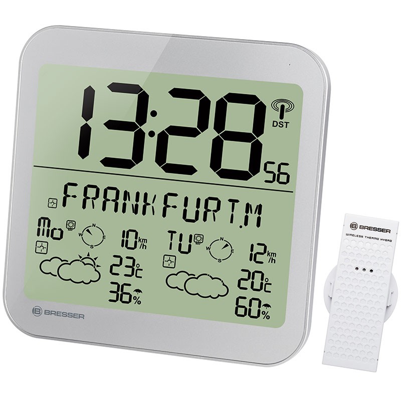 BRESSER Horloge murale MyTime Meteotime LCD argent 4Cast - 7001900HZI000
