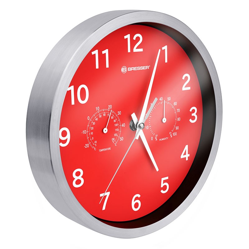 BRESSER Horloge MyTime MSF Thermo-/ Hygro- 25cm - rouge - 8020313E8G000
