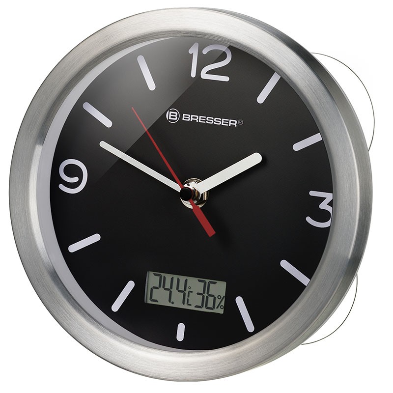 BRESSER Pendule analogique MyTime RC Bain fond noir - 8020113
