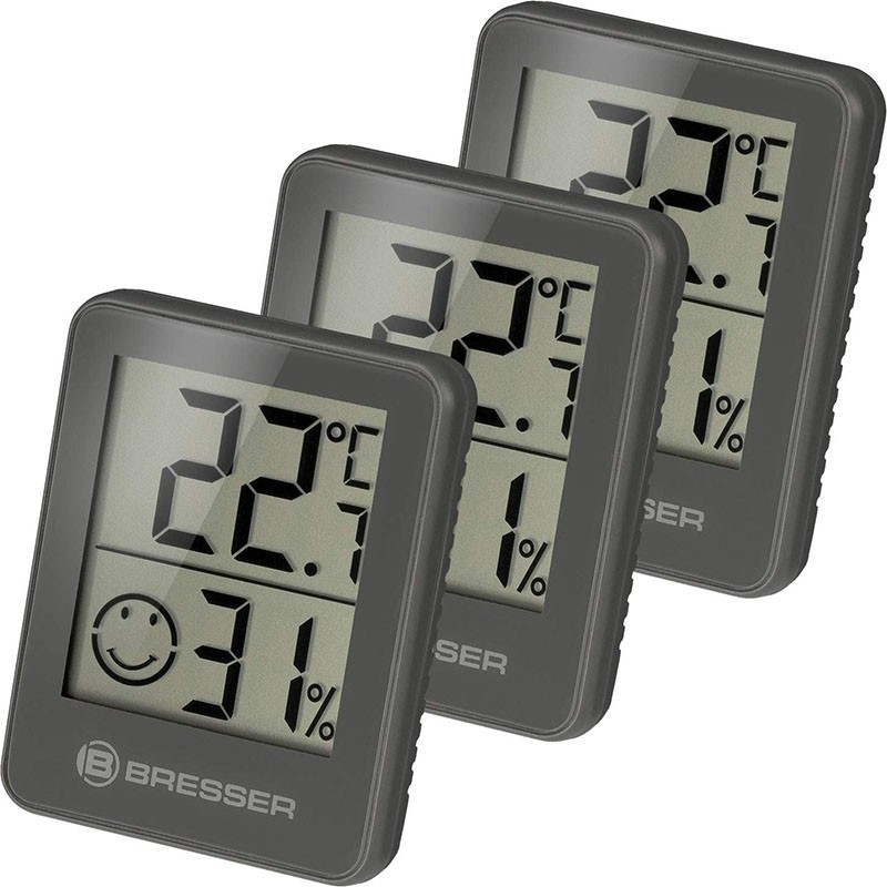 BRESSER Thermomètre Temeo Hygro Indicateur set de 3 unit. Gris - 7001001QT500