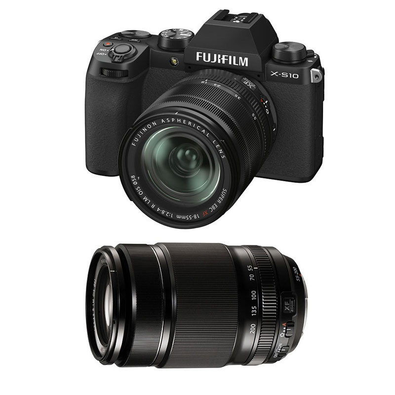 FUJIFILM X-S10 NOIR + 18-55mm + 55-200mm Garanti 3 ans