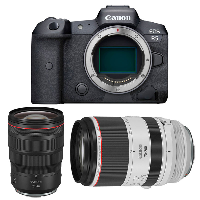 CANON Hybride EOS R5 + Objectif RF 24-70mm f/2.8 L IS USM + Objectif RF 70-200mm f/2.8 L IS USM Garanti 3 