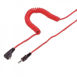 KAISER CABLE SYNCHRO FLASH 10 m. prise PC/Jack 3.5mm. rouge - KAI1408