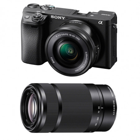 SONY Hybride ALPHA 6400 NOIR + Objectif 16-50mm PZ f/3-5.5-6 + Objectif 55-210mm f/ 4.5-6.3 Garanti 3 ans