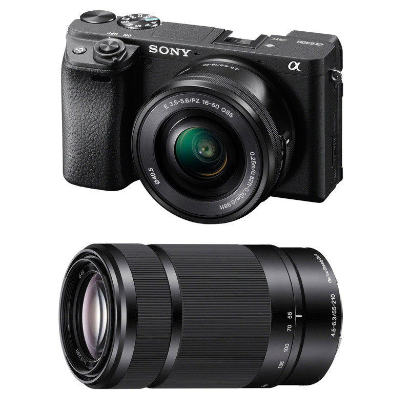 SONY Hybride ALPHA 6400 NOIR + Objectif 16-50mm PZ f/3-5.5-6 + Objectif 55-210mm f/ 4.5-6.3 Garanti 3 ans