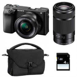 SONY ALPHA 6400 NOIR + 16-50 + 55-210 Garanti 3 ans + Sac + SD 8 Go