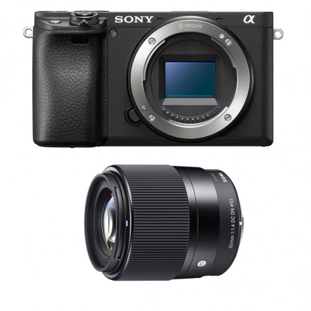SONY Hybride ALPHA 6400 NOIR + Objectif SIGMA 30mm 1.4 Garanti 3 ans