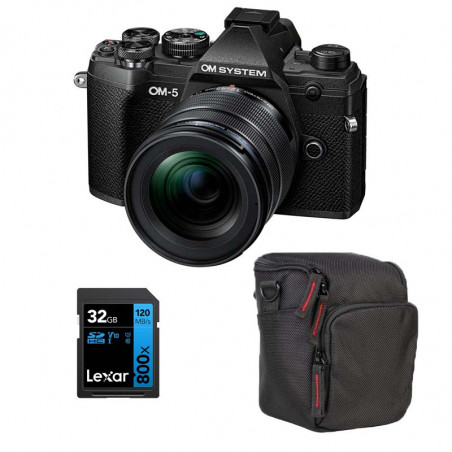 OM SYSTEM OM-5 NOIR + Objectif M.ZUIKO ED 12-45mm f/4 PRO Garanti 3 ans + SD 32Go + Sac