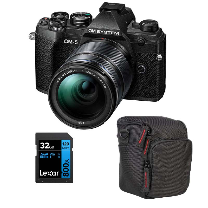 OM SYSTEM OM-5 NOIR + Objectif M.ZUIKO ED 14-150mm f/4-5.6 II Garanti 3 ans + SD 32Go + Sac