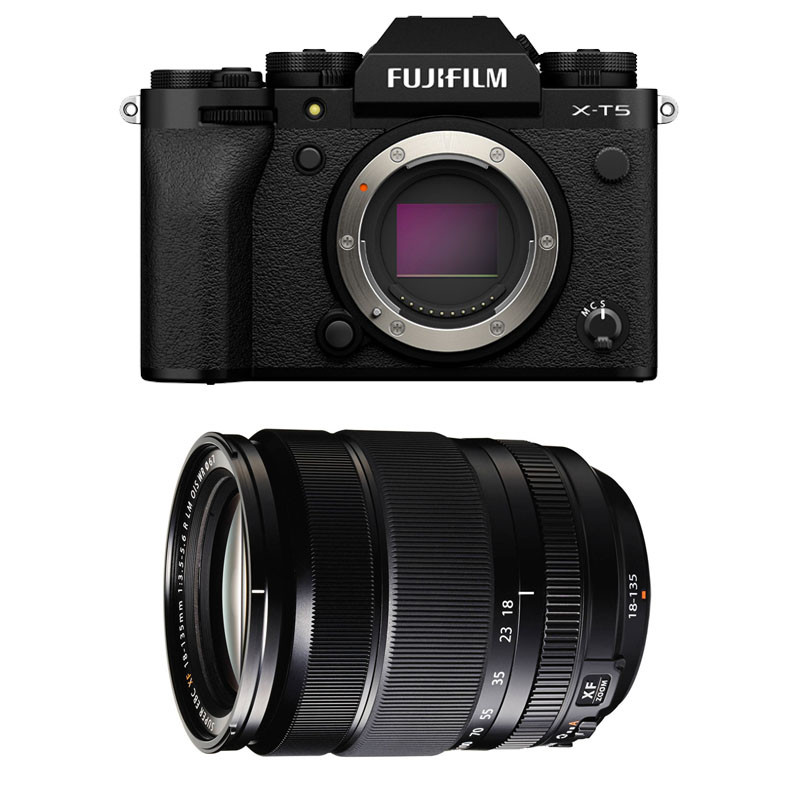FUJIFILM Hybride X-T5 NOIR + Objectif Fujinon XF 18-135mm f/3.5-5.6 R LM OIS WR Garanti 3 ans