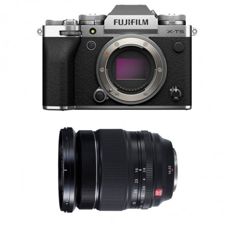 FUJIFILM Hybride X-T5 SILVER + Objectif Fujinon XF 16-55mm f/2.8 R LM WR Garanti 3 ans