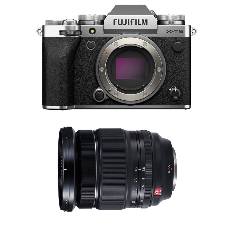 FUJIFILM Hybride X-T5 SILVER + Objectif Fujinon XF 16-55mm f/2.8 R LM WR Garanti 3 ans