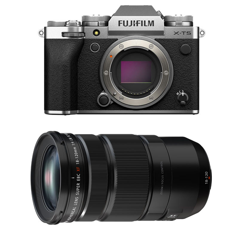 FUJIFILM Hybride X-T5 SILVER + Objectif 18-120mm f/4 LM PZ WR Garanti 3 ans