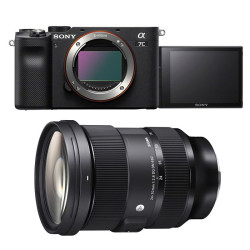 SONY Hybride ALPHA 7C NOIR + Objectif SIGMA 24-70 f/2.8 ART SONY Hybride FE Garanti 3 ans