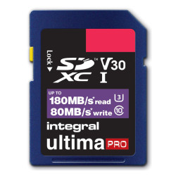 INTEGRAL Cartes SDXC 256 Go UltimaPro Professional V30 UHS-I U3 180W/130R