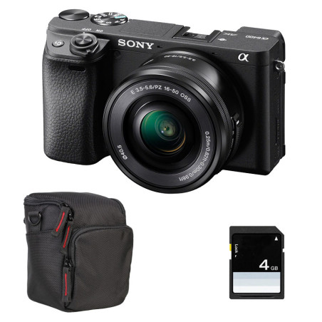 SONY Hybride ALPHA 6400 NOIR + Objectif 16-50mm PZ f/3-5.5-6 Garanti 3 ans + Sac + SD 8 Go