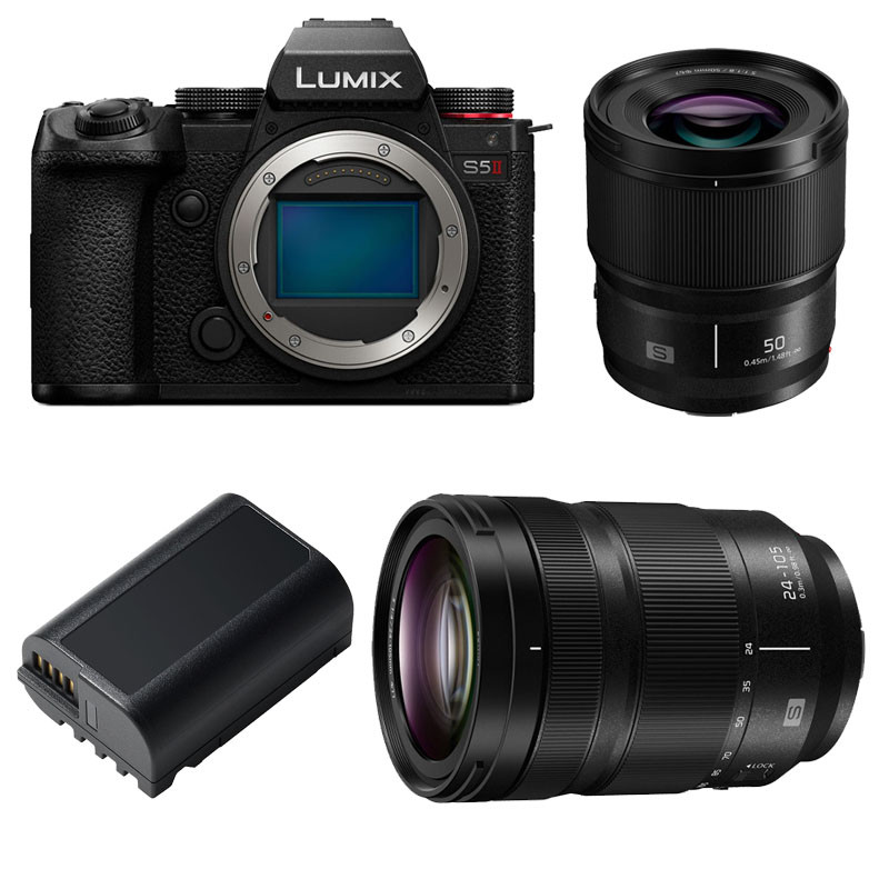 PANASONIC Hybride LUMIX S5 MARK II + Objectif 24-105 + Objectif 50mm f/1.8 + 2eme batterie Garanti 3 ans