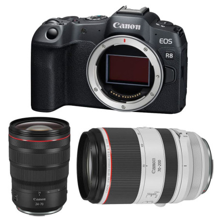 CANON Hybride EOS R8 + RF 24-70mm f/2.8 L IS USM + RF 70-200mm f/2.8 L IS USM Garanti 3 ans