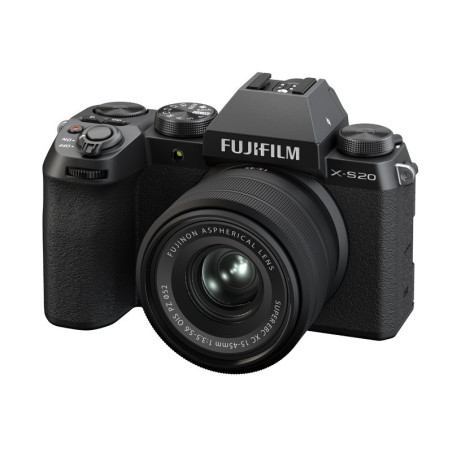 FUJIFILM Hybride X-S20 NOIR + Objectif Fujinon XC 15-45mm F3.5-5.6 OIS Pancake Power Zoom Garanti 3 ans