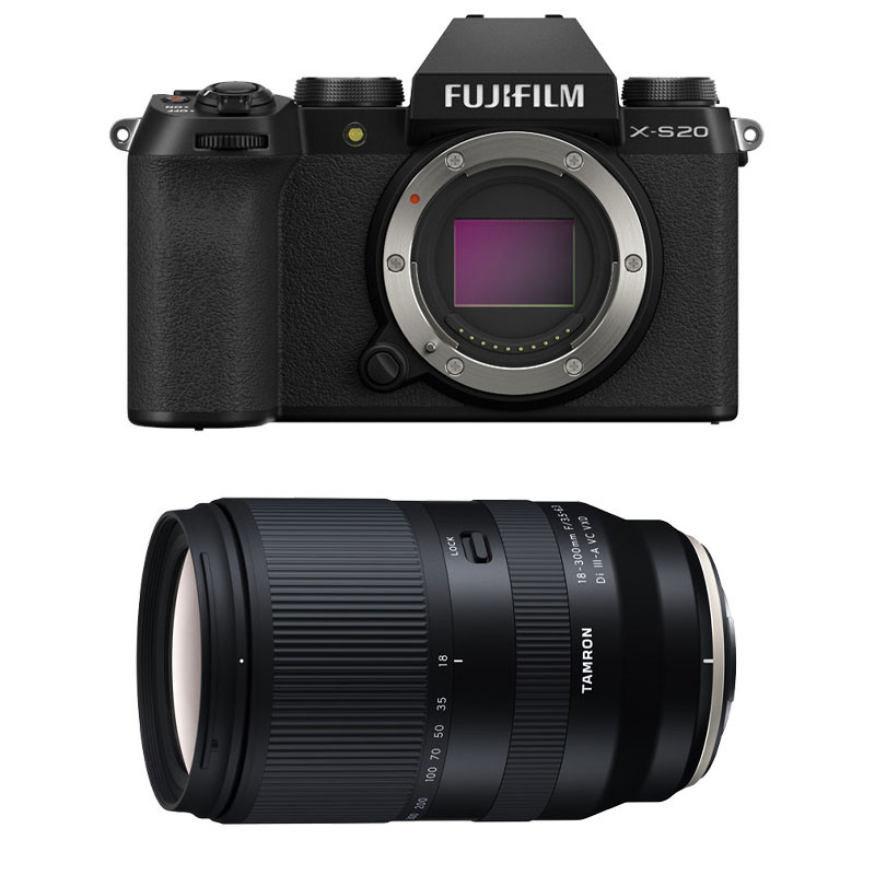 FUJIFILM Hybride X-S20 NOIR + Objectif TAMRON 18-300 mm f/3.5-6.3 Di III-A VC VXD Garanti 3 ans
