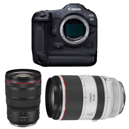 CANON Hybride EOS R3 + Objectif RF 24-70mm f/2.8 L IS USM + Objectif RF 70-200mm f/2.8 L IS USM Garanti 3 ans