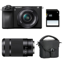 SONY Hybride ALPHA 6700 NOIR + Objectif 16-50mm PZ f/3-5.5-6 + Objectif 55-210mm f/ 4.5-6.3 Garanti 3 ans + Sac + SD 8 Go