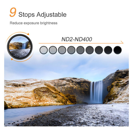 K&F Filtre Nano C series Variable ND2-400 revetement bleu 52mm