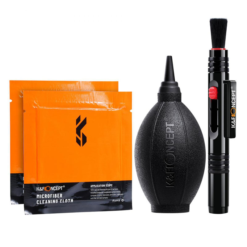 K&F Kit 3 en 1 (poire à air + stylo de nettoyage + chiffon de nettoyage en microfibre)
