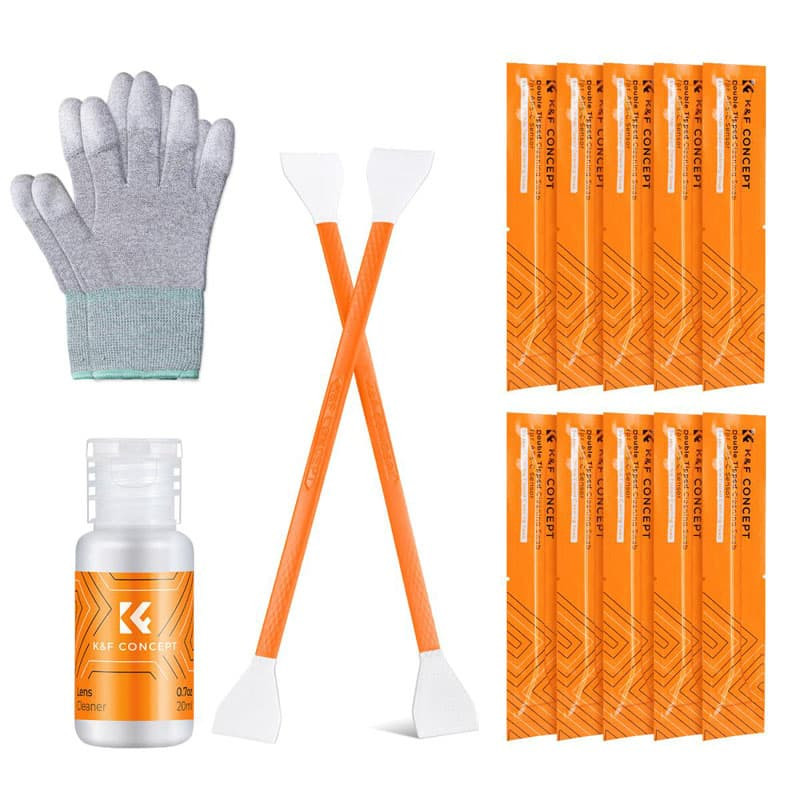 K F Kit bâtonnet de nettoyage 16 mm bâtonnets de nettoyage x10 20 ml de solution de nettoyage Gants