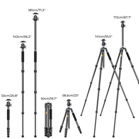 K&F Trepied avec monopode Carbone X284C4 + rotule BH-36