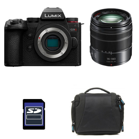PANASONIC Hybride LUMIX G9 II Noir + Objectif G Vario 14-140mm f/3.5-5.6 ASPH Power OIS Garanti 3 ans + Sac et Carte SD 4 Go