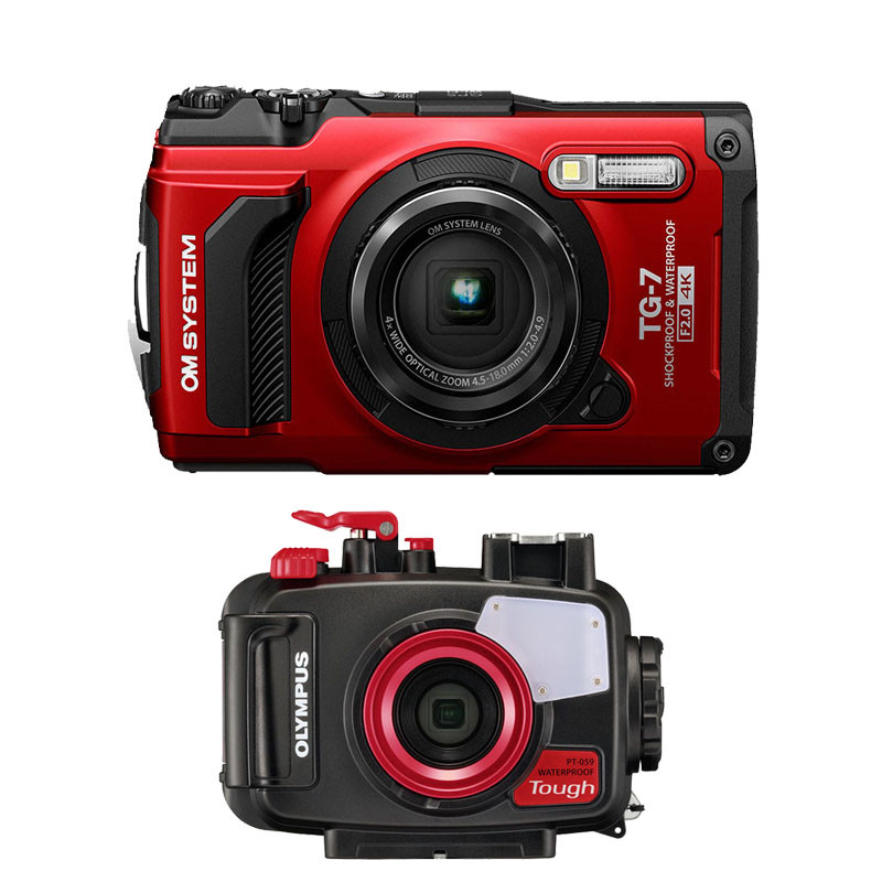 OLYMPUS compact étanche TG7 Rouge Garanti 2 ans + Caisson étanche PT059