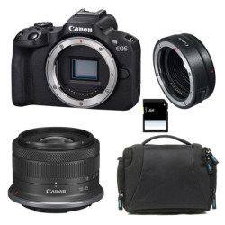 CANON EOS R50 + RF-S 18-45mm F4.5-6.3 IS STM Garanti 3 ans + Sac + Carte SD 8 Go + Bague EF-EOS R