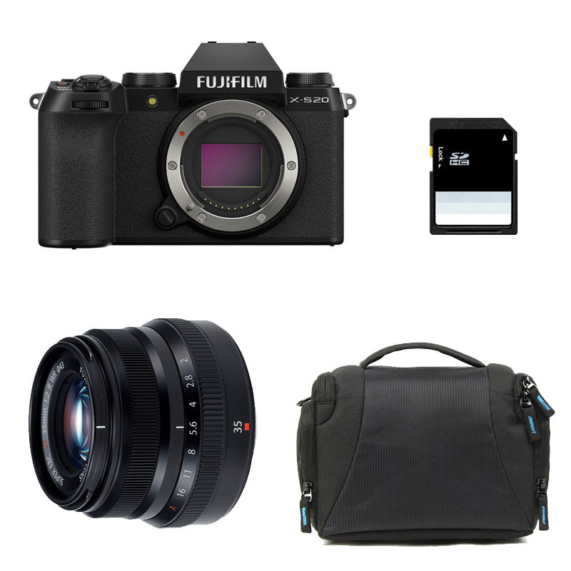 FUJIFILM X-S20 NOIR + 35mm f/2 WR Garanti 3 ans + Sac + Carte SD 8 Go