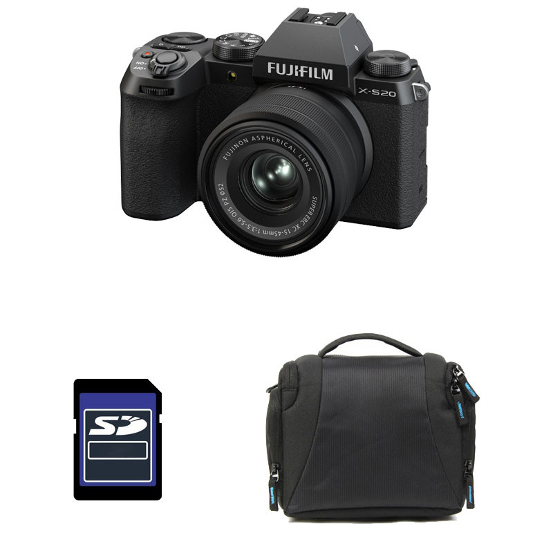 FUJIFILM X-S20 NOIR + 15-45mm Garanti 3 ans + Sac + Carte SD 8 Go