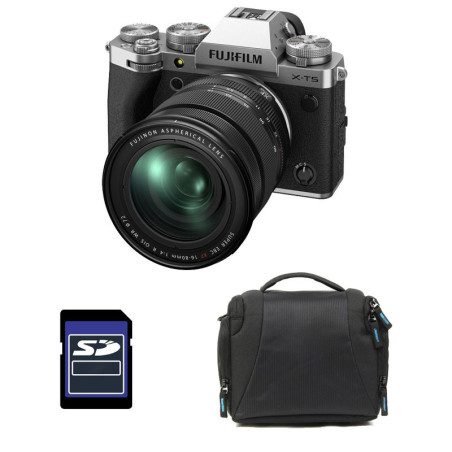 FUJIFILM X-T5 SILVER + 16-80mm Garanti 3 ans + Sac + Carte SD 8 Go