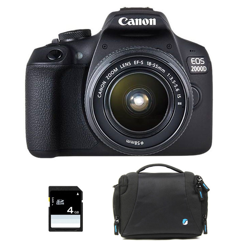 CANON Reflex EOS 2000D + Objectif EF-S 18-55mm f/3.5-5.6 IS II Garanti 3 ans + Sac + Carte SD 4Go