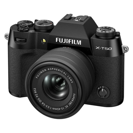 FUJIFILM X-T50 NOIR + Objectif Fujinon XC 15-45mm F3.5-5.6 OIS Pancake Power Zoom Garanti 3 ans