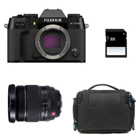 FUJIFILM X-T50 NOIR + Objectif Fujinon XF 16-55mm f/2.8 R LM WR Garanti 3 ans + Sac + Carte SD 8 Go