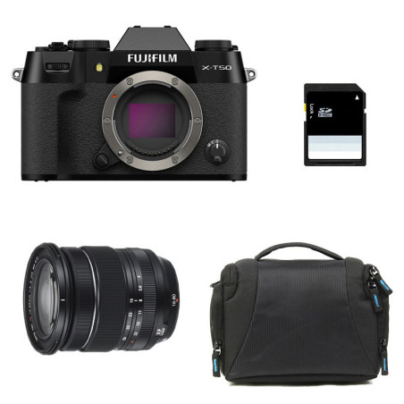 FUJIFILM X-T50 NOIR + Objectif Fujinon XF 16-80 f/4 WR Garanti 3 ans + Sac + Carte SD 8 Go