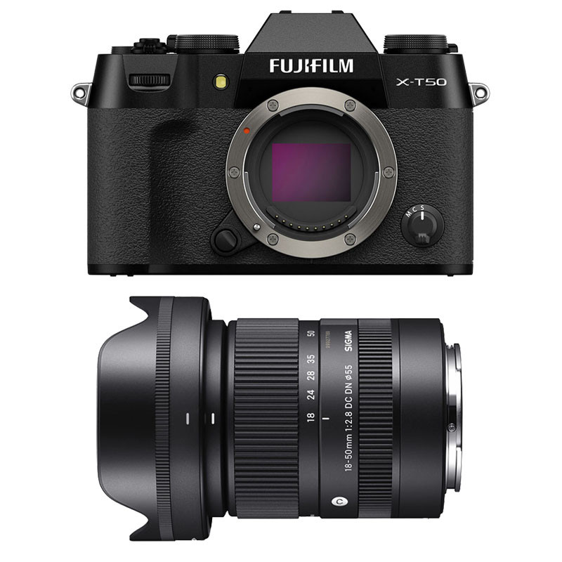 FUJIFILM X-T50 NOIR + Objectif SIGMA 18-50mm f/2.8 DC DN Contemporary Garanti 3 ans