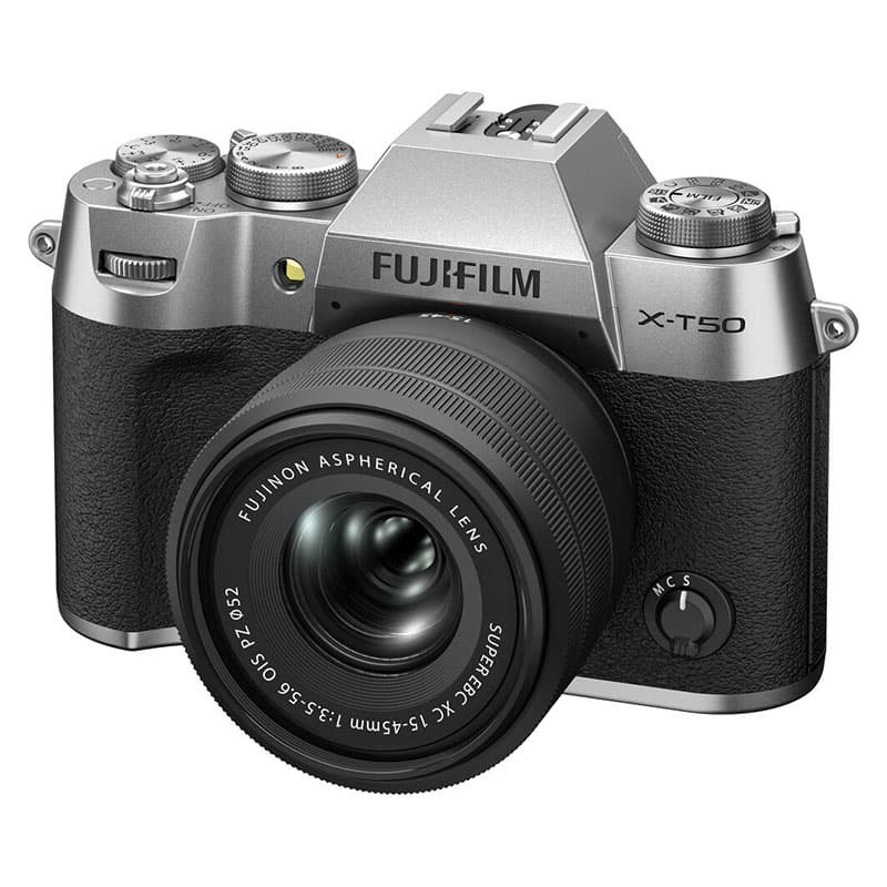 FUJIFILM X-T50 SILVER + Objectif Fujinon XC 15-45mm F3.5-5.6 OIS Pancake Power Zoom Garanti 3 ans