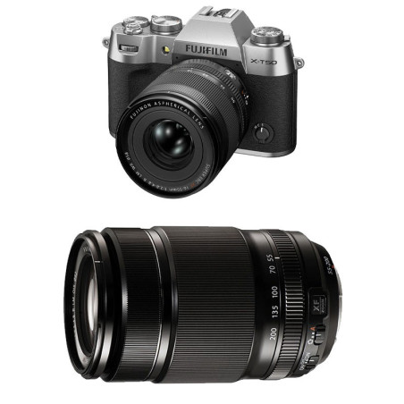 FUJIFILM X-T50 SILVER + Objectif Fujinon XF 16-50mm + Objectif Fujinon XF 55-200mm f/3.5-4.8 R LM OIS Garanti 3 ans