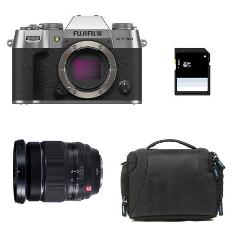 FUJIFILM X-T50 SILVER + Objectif Fujinon XF 16-55mm f/2.8 R LM WR Garanti 3 ans + Sac + Carte SD 8 Go