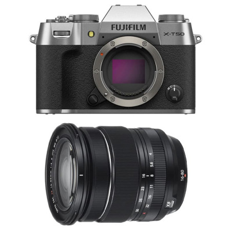FUJIFILM X-T50 SILVER + Objectif Fujinon XF 16-80 f/4 WR Garanti 3 ans