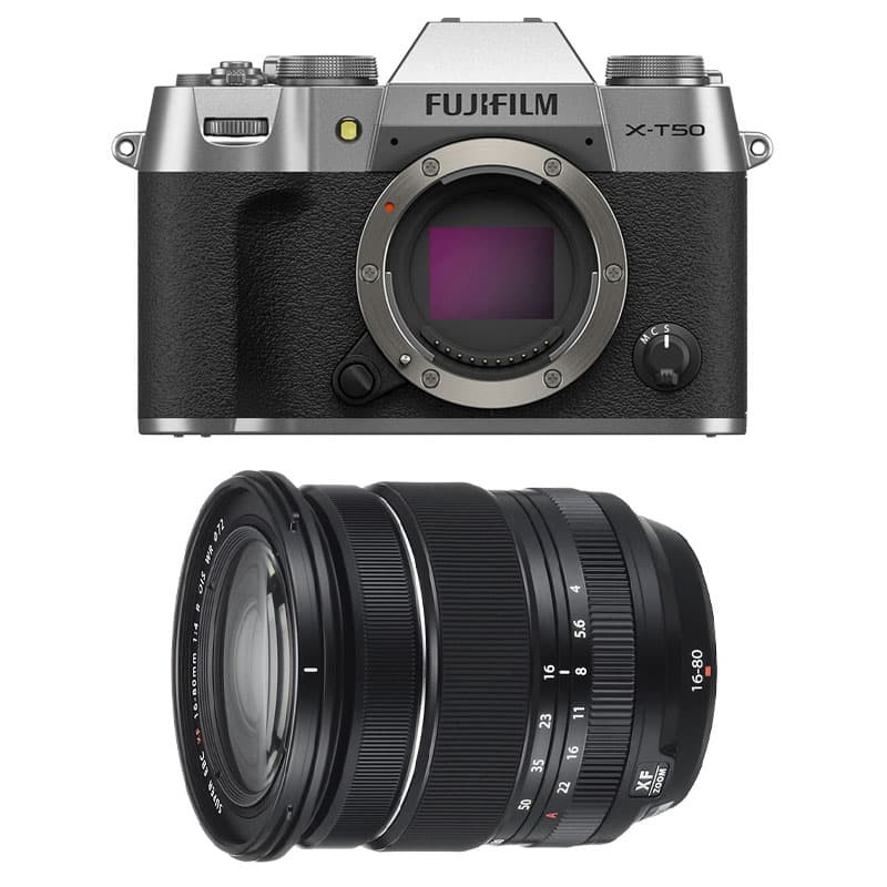 FUJIFILM X-T50 SILVER + Objectif Fujinon XF 16-80 f/4 WR Garanti 3 ans